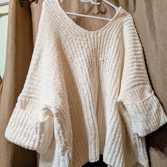 POL Boho Chunky Oversized Open Knit Cardigan - Cream White colored - Picture 4 of 6